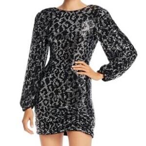 Saylor Sequin Black White Mini Dress Size XS